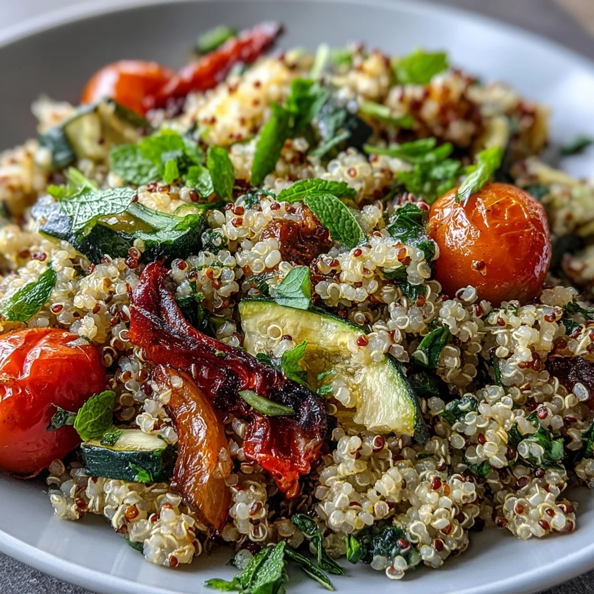 Wholesome quinoa vegetable pilaf with tender roasted carrots and onions, ready as a nutritious vegetarian main or side.