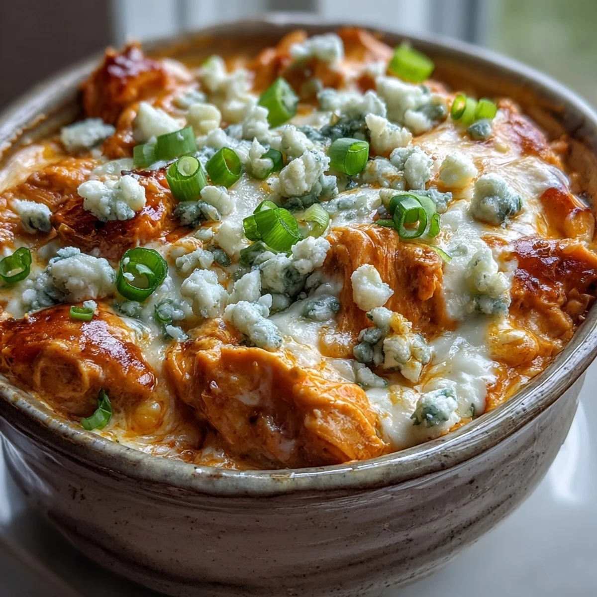 Shredded chicken and melty cheddar swirl through Crock Pot Buffalo Chicken Dip Soup served in a warm mug.
