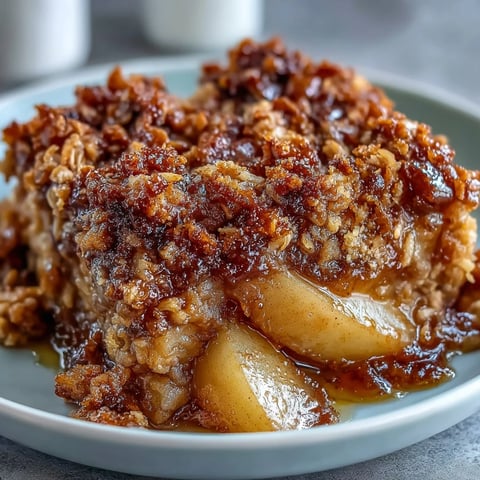 Golden baked Pear Crumble emerges from the oven with a bubbling fruit filling and a crisp, buttery oat topping.