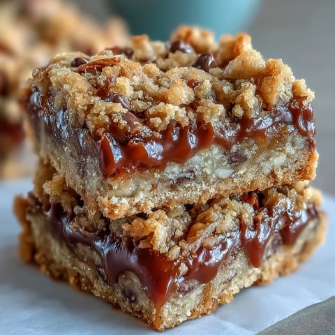 Golden-brown Decadent Sweet and Chewy Turtle Bars with gooey caramel and melted chocolate pooling over toasted pecans.