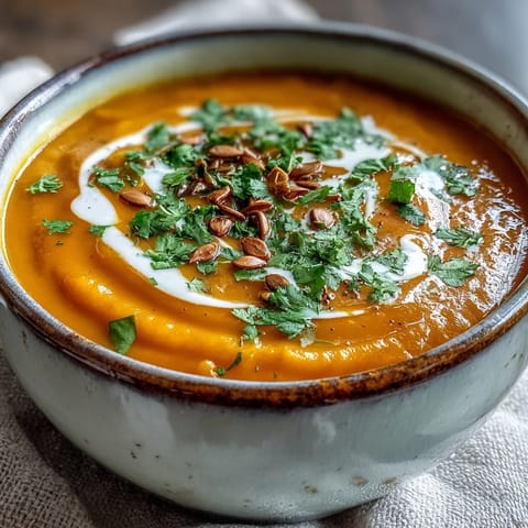 Vibrant orange Carrot Ginger Soup in a rustic bowl, perfect with crusty bread for dipping.