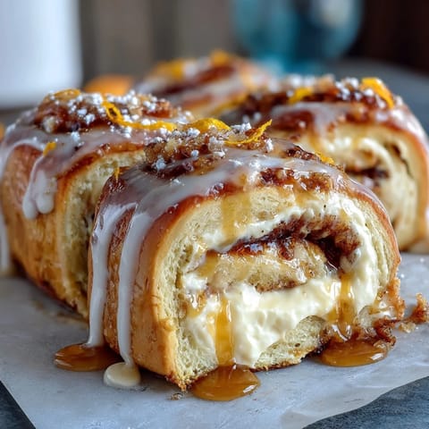Fluffy orange rolls with sweet citrus filling and creamy orange cream cheese frosting, a bright twist on classic cinnamon rolls.  