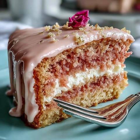 Elegant Bridal Shower Rosé Velvet Cake, perfectly drizzled with shimmering gold.