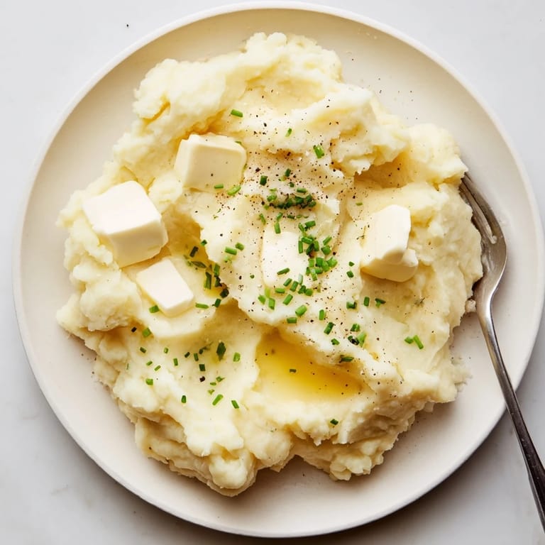 Golden mashed potatoes, rich with butter, a comforting classic side.