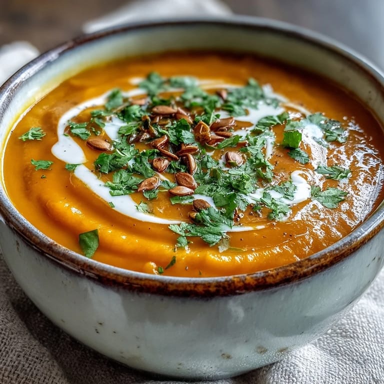 Vibrant orange Carrot Ginger Soup in a rustic bowl, perfect with crusty bread for dipping.