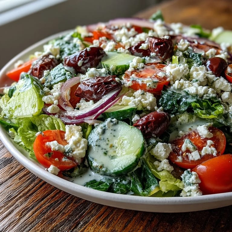 Served as a light lunch, this vegetarian Greek Salad Bowl offers juicy veggies, salty feta, and a zesty olive oil dressing.