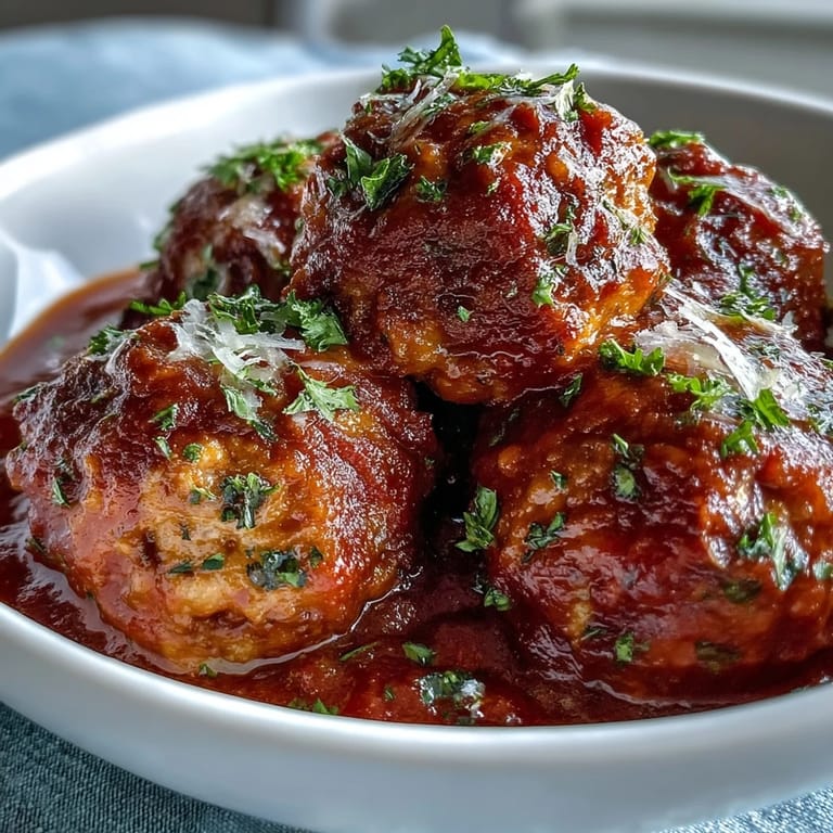 Housewarming Slow Cooker Meatballs in Marinara: Flavorful beef and pork meatballs simmered in rich tomato sauce, ideal for stress-free entertaining.  