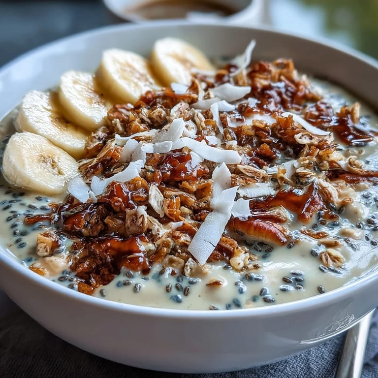 Vibrant, thick high fiber smoothie bowl, ready to enjoy with seeds and coconut.