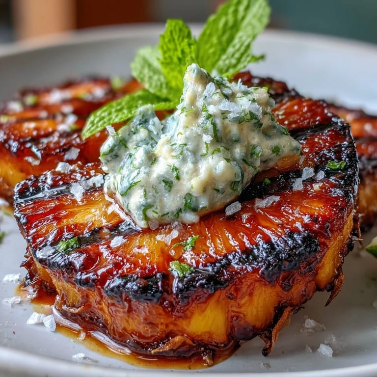 Sweet, grilled pineapple spears glistening with spicy, citrus yuzu kosho butter topping.