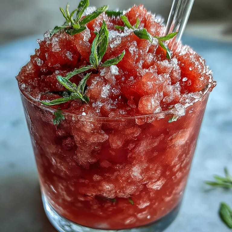 Enjoy this sugar-free Frozen Watermelon Lemonade Slushie, perfectly blended for refreshment.