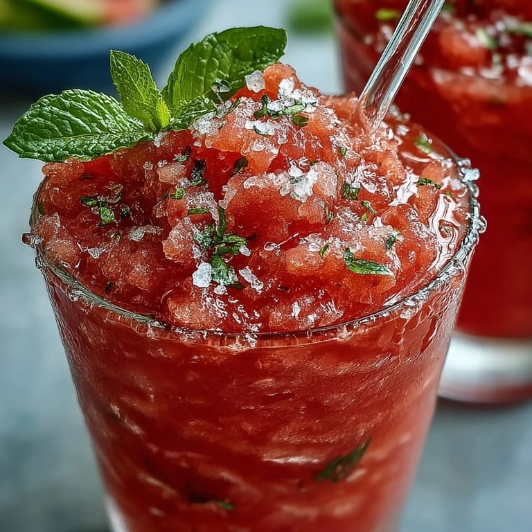 Picture a frosty glass of Frozen Watermelon Lemonade Slushie, ready to sip.