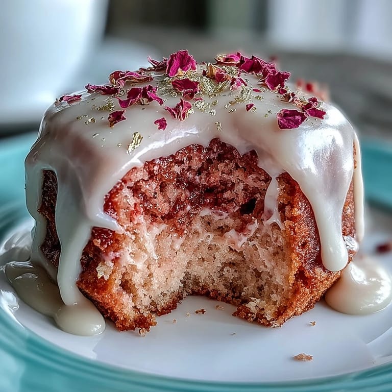 Elegant pink velvet cake, infused with rosé and adorned with edible gold.