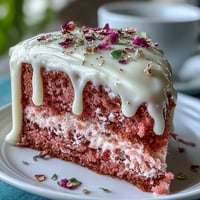 Radiant rosé velvet cake with shimmering gold drip, perfect for bridal showers.